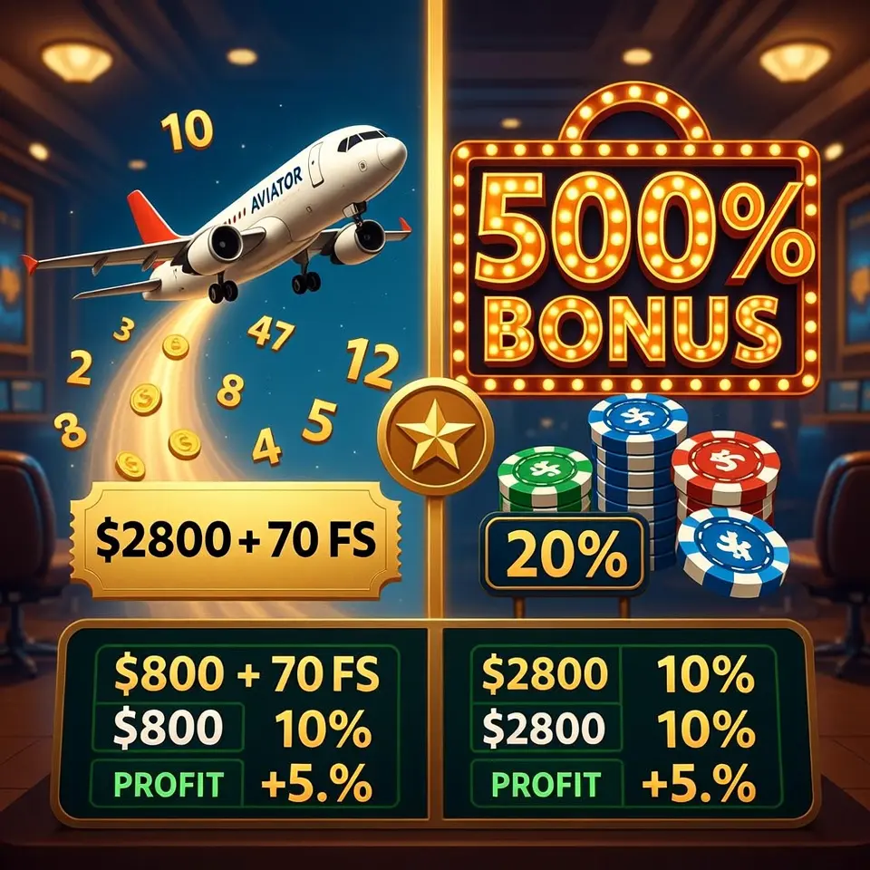 Play Aviator at Lucky Star with 500% bonus up to $2800 and 70 free spins